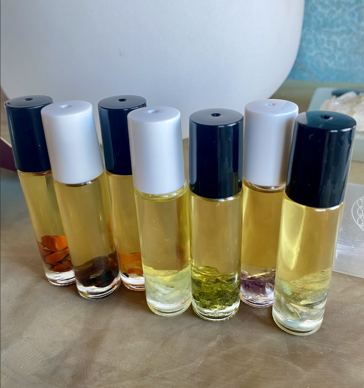 Chakra Roll On w/ CBD oil - Crystal-Infused Aromatherapy