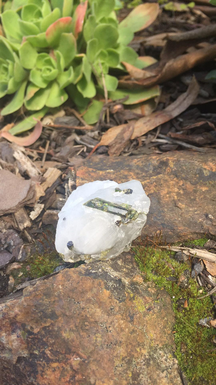 Green Tourmaline in Quartz