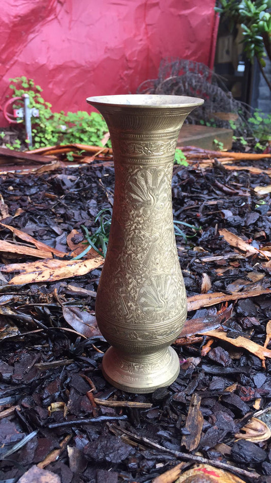 Engraved Brass Vase