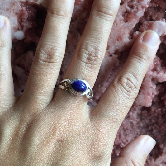 Lapis Lazuli Ring Spiral Sterling Silver