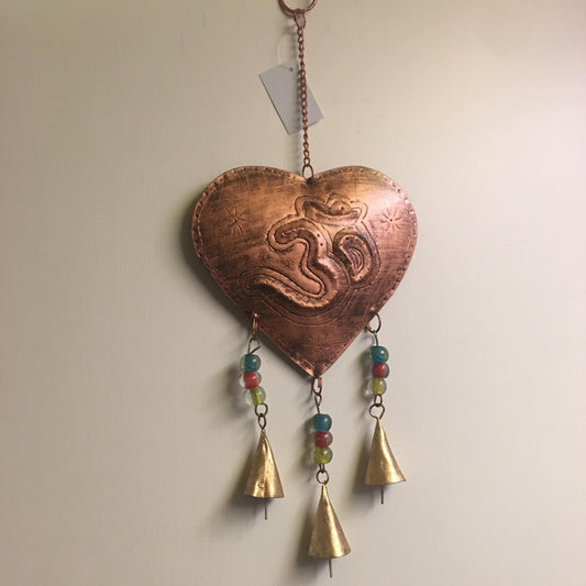 Om Brass Heart Hanger