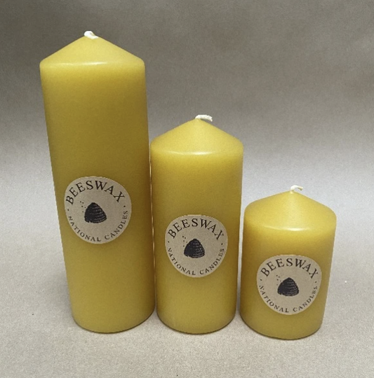 Beeswax Pillar Candle 65mm diameter