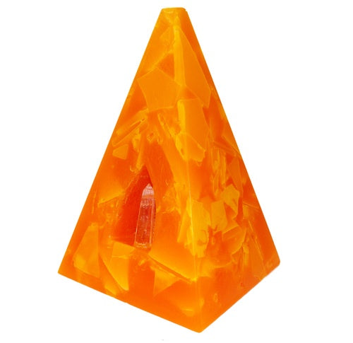 Pyramid Candle Orange Calcite