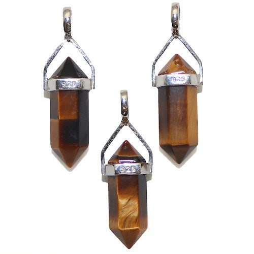 Tiger's Eye Pendant Short Sterling Silver
