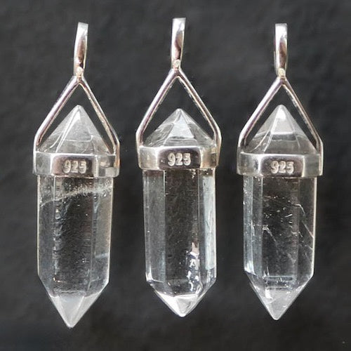 Clear Quartz DT Pendant Short Sterling Silver