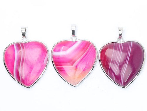 Pink Agate Heart Pendant