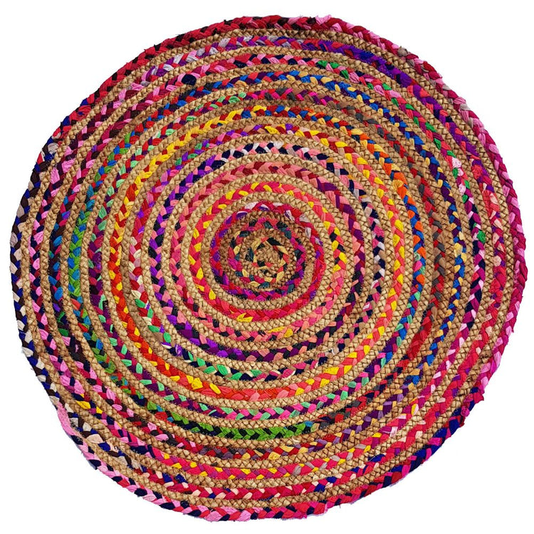 90cm- Cotton Jute Rug Round