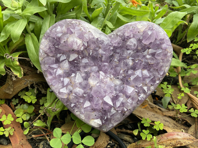 Amethyst Druse Semi-Polished Heart Large