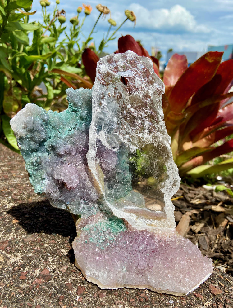 Selenite in Amethyst Geode