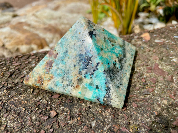Amazonite with Spessartine Garnet Pyramid