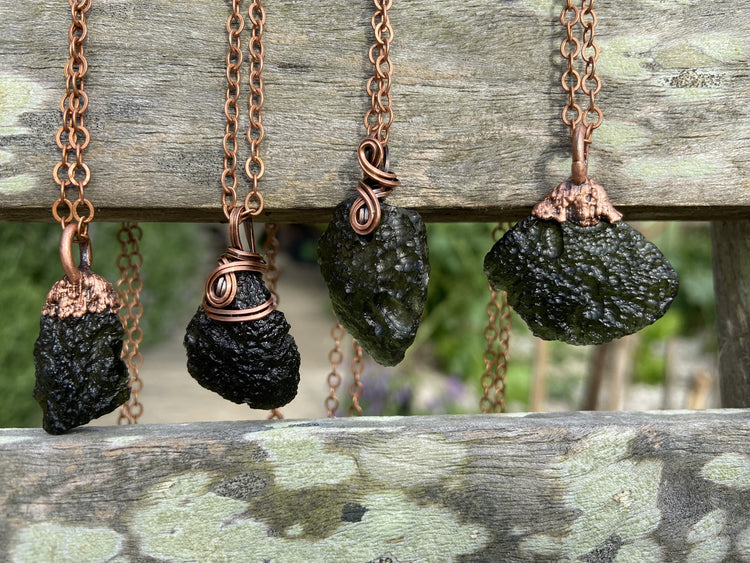 Moldavite Necklace Copper