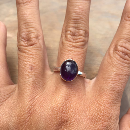 Amethyst Ring Oval Sterling Silver