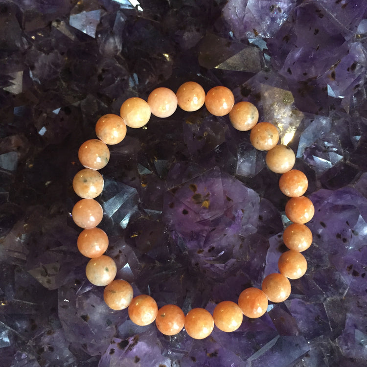 Orange Calcite Bracelet 8mm Round Beads