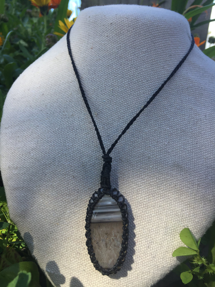 Sardonyx Wrap Macrame Necklace