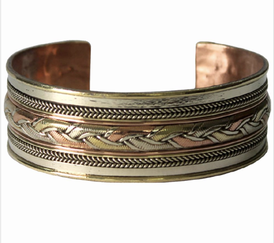 Copper & Brass Twist, Wide Bracelet