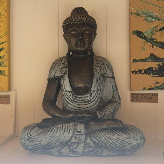 Stone Colored Buddha Big ~ Sitting