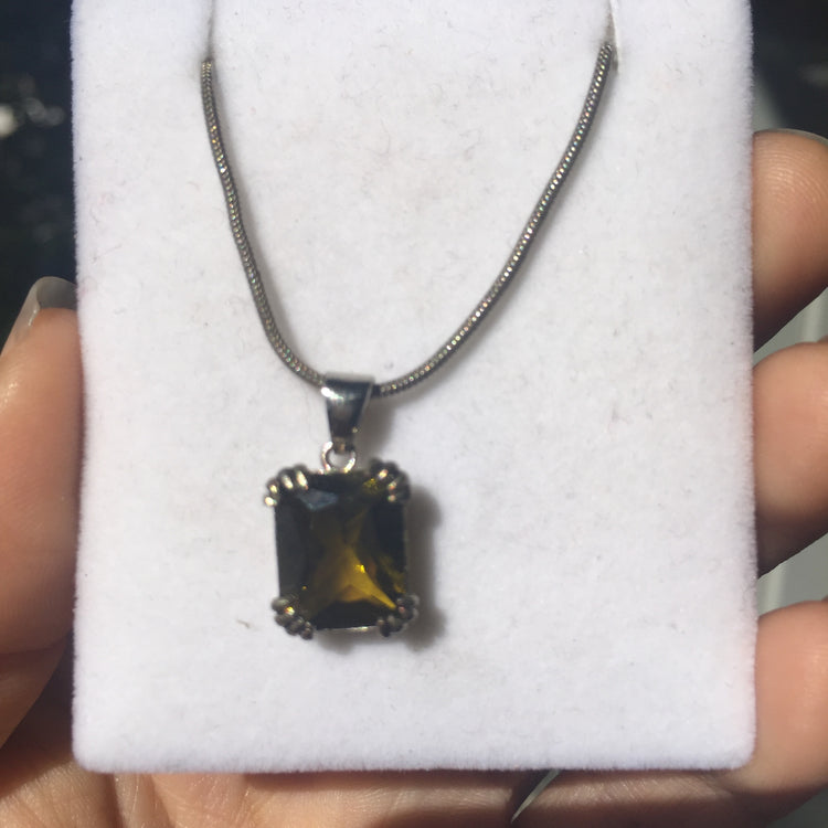 Green Tourmaline Sterling Silver Pendant