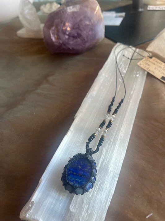 Lapis Lazuli Macrame Necklace