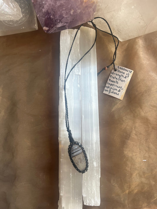 Sardonyx Macrame Necklace