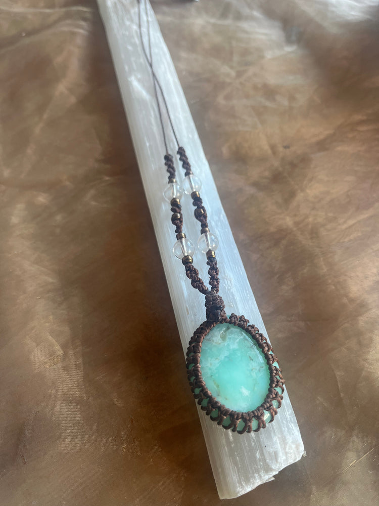 Blue Chrysoprase Macrame Necklace