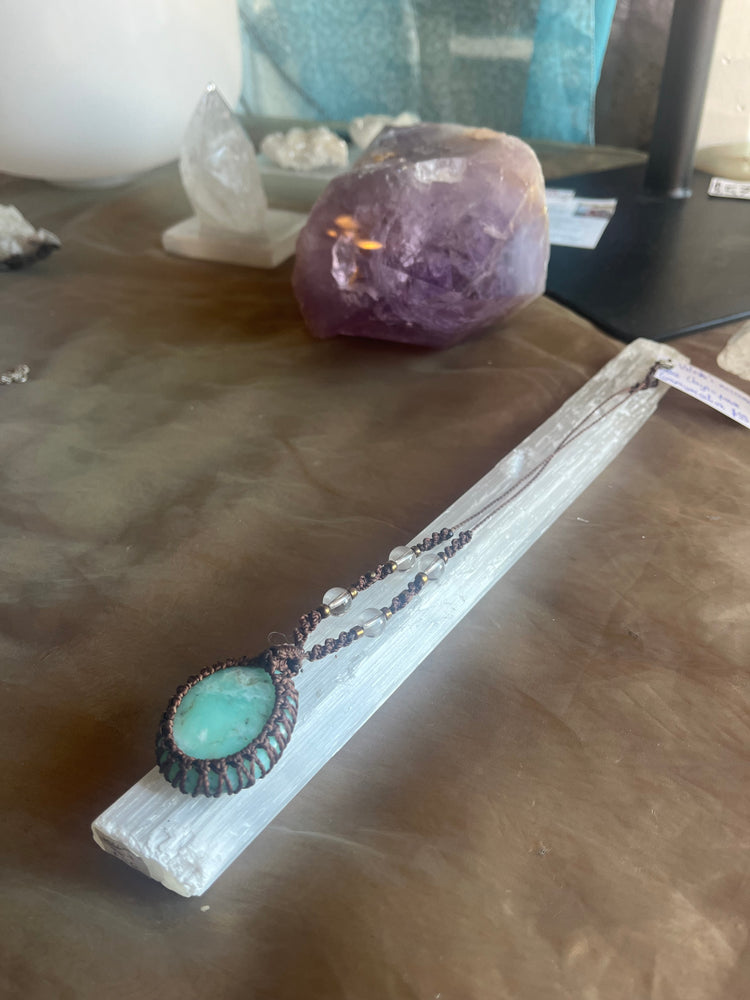 Blue Chrysoprase Macrame Necklace
