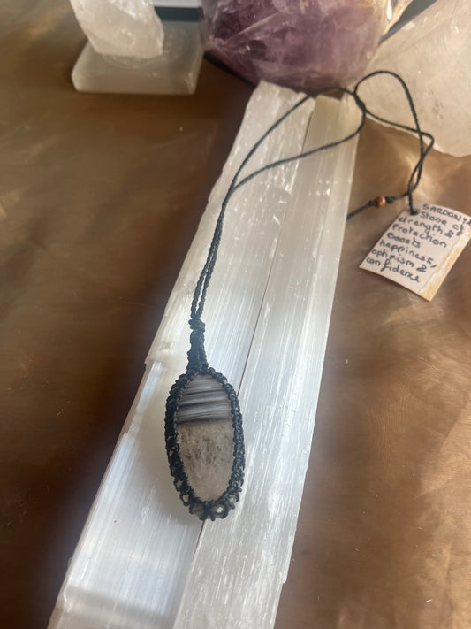Sardonyx Macrame Necklace