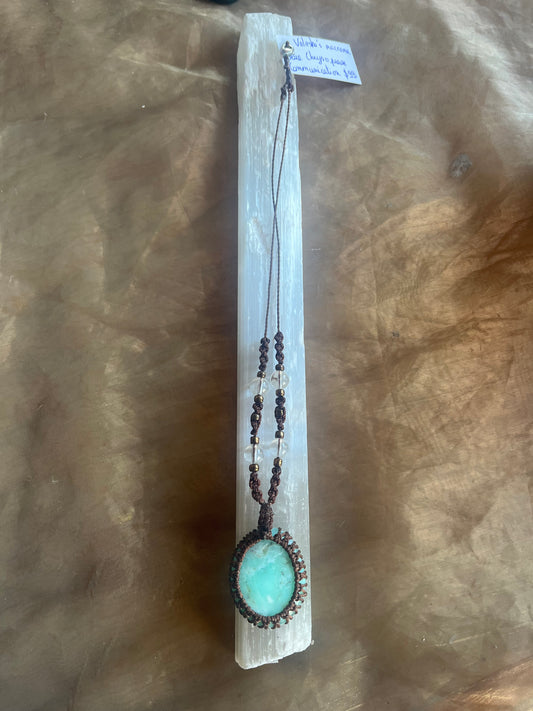 Blue Chrysoprase Macrame Necklace