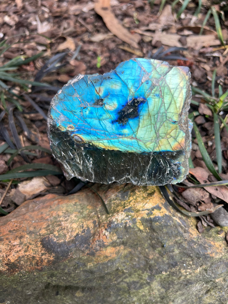 Labradorite — Polished & Natural Dual-Sided Stone