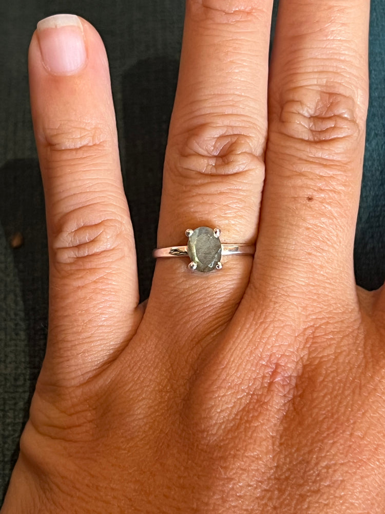 Faceted Labradorite Sterling Silver Ring
