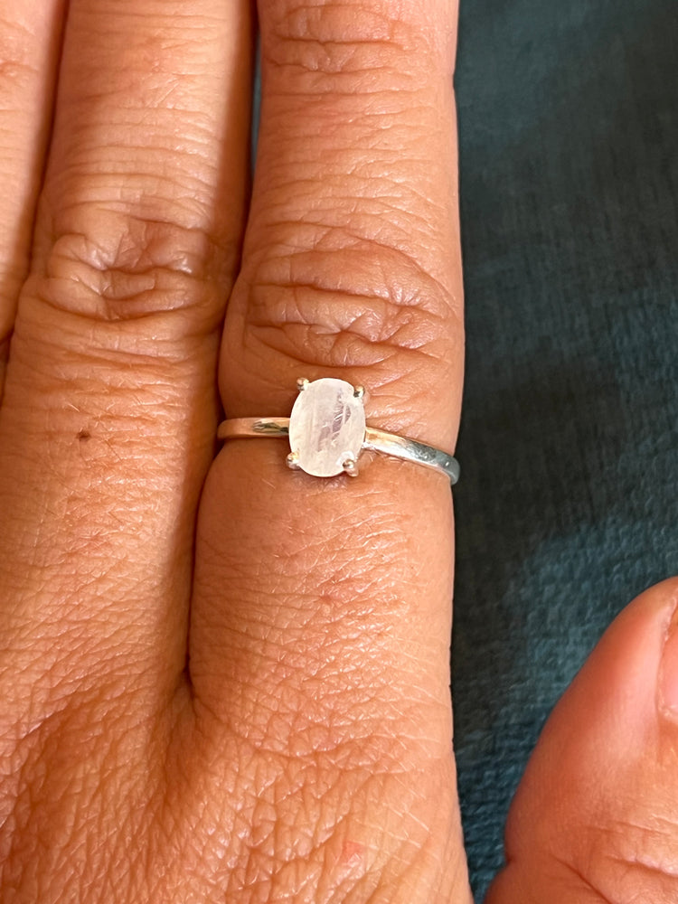 Faceted Moonstone Sterling Silver Ring