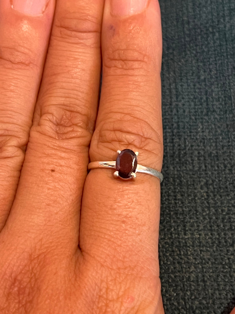 Faceted Garnet Sterling Silver Ring