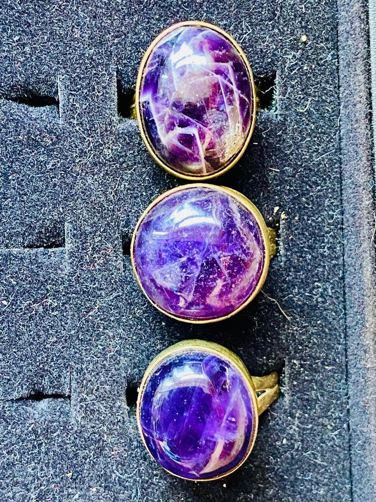 Chevron Amethyst Ring Large