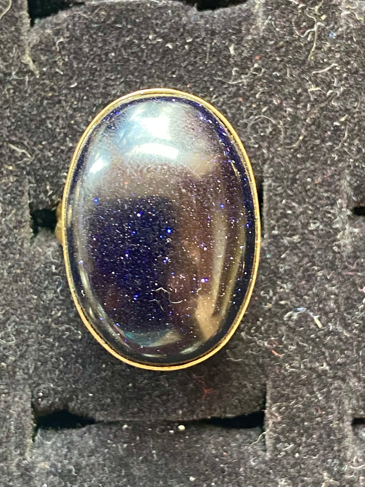 Blue Goldstone Ring Large