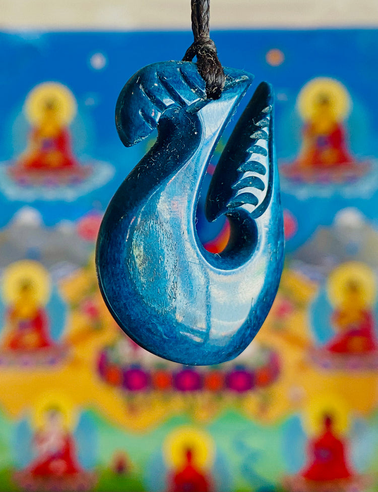 Blue Apatite Fish Hook Necklace