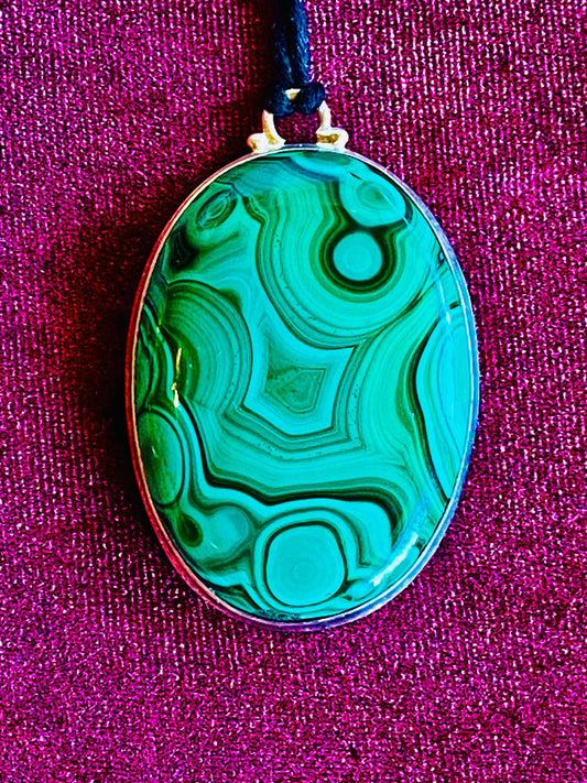 Malachite Pendant - Set in Silver