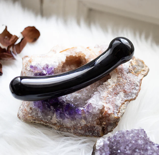 Obsidian Curved Yoni Wand