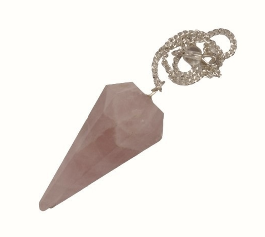 Rose Quartz 6 Facet Pendulum