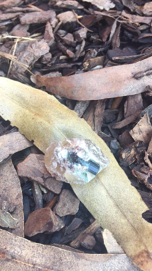 Green Tourmaline in Smoky Quartz