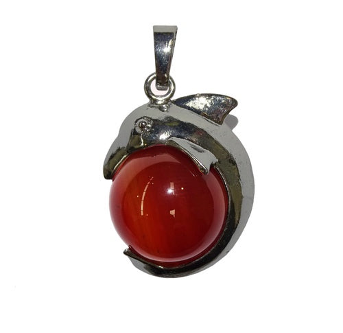 Orange Agate Dolphin Pendant