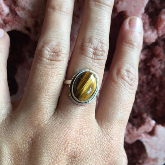 Tiger's Eye Ring Oval Sterling Silver