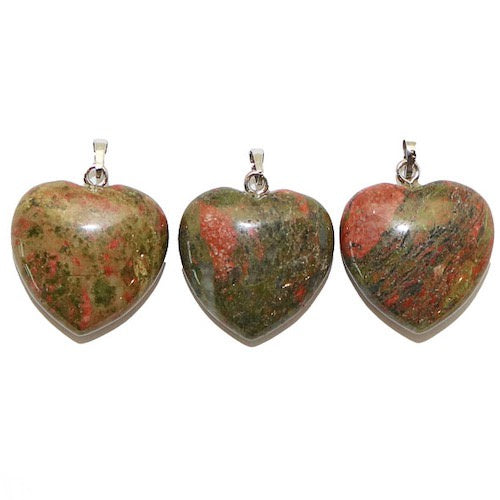 Unakite Heart Pendant