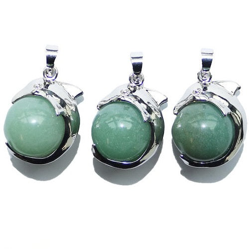 Green Aventurine Dolphin Sphere Pendant