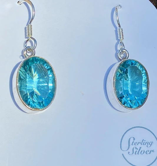 Blue Topaz Earrings Sterling Silver