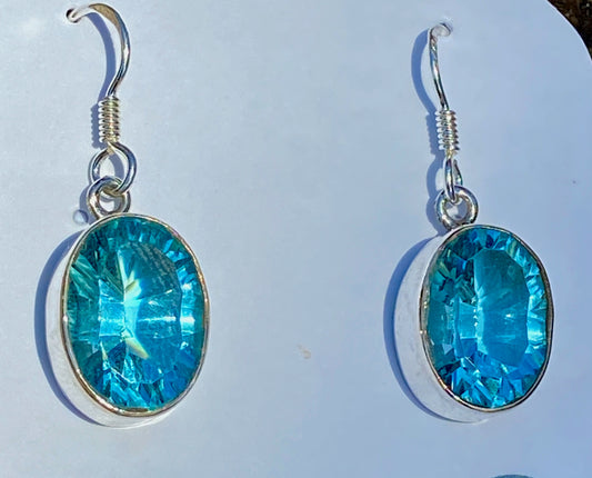 Blue Topaz Earrings Sterling Silver