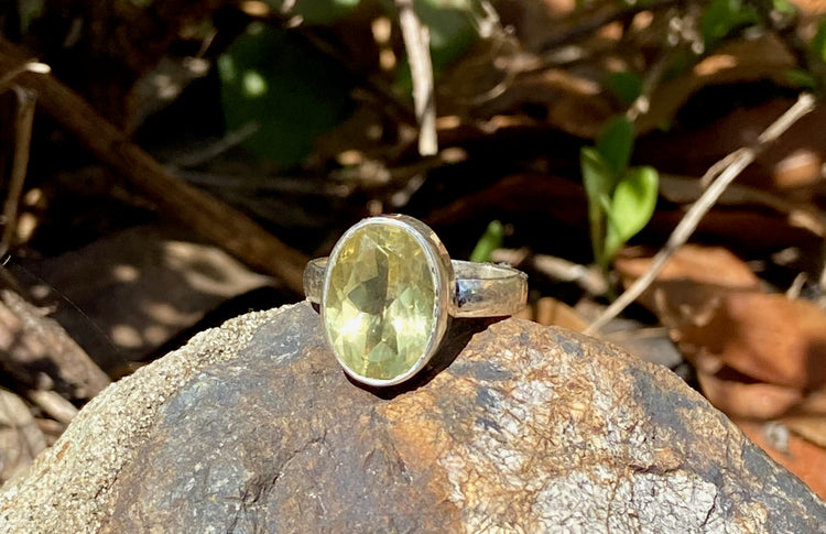 Lemon Topaz Oval Faceted Ring