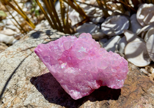Pink Aura Quartz Cluster