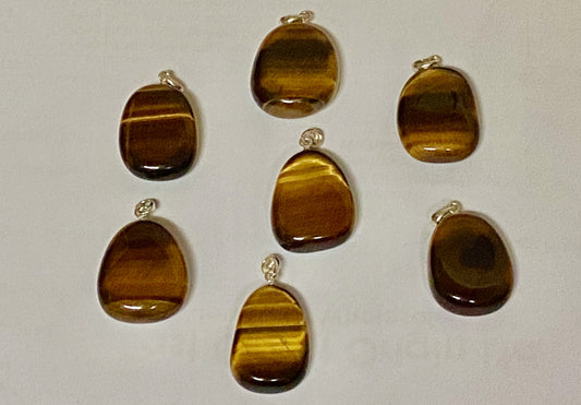 Tiger's Eye Tumble Pendant Sterling Silver