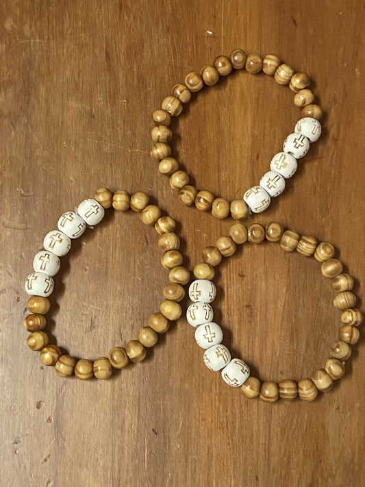 Bracelet Wooden with Crosses