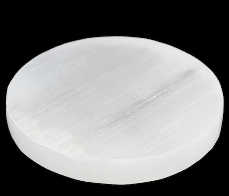 Selenite Round Charging Plate (10cm)