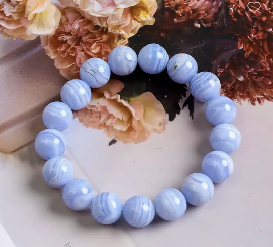 Blue Lace Agate Bracelet Round beads